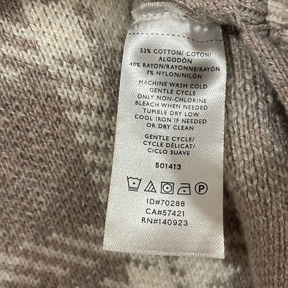 ~ LOFT Outlet Tan Plaid Turtleneck 3/4 Sleeve Poncho Knit Sweater XS/S womens ~ - Picture 12 of 16